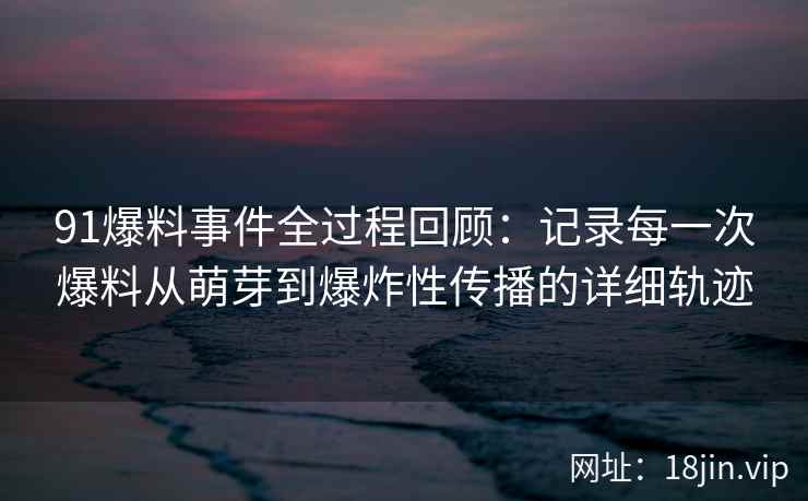91爆料事件全过程回顾：记录每一次爆料从萌芽到爆炸性传播的详细轨迹